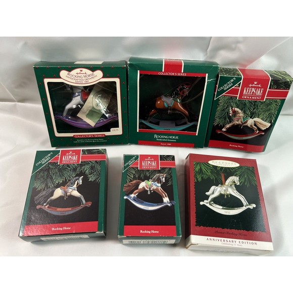 VTG Lot of 6 Rocking Horse Hallmark Keepsake‎ Ornament boxed 1987/89/90/91/92/95 - Picture 1 of 7